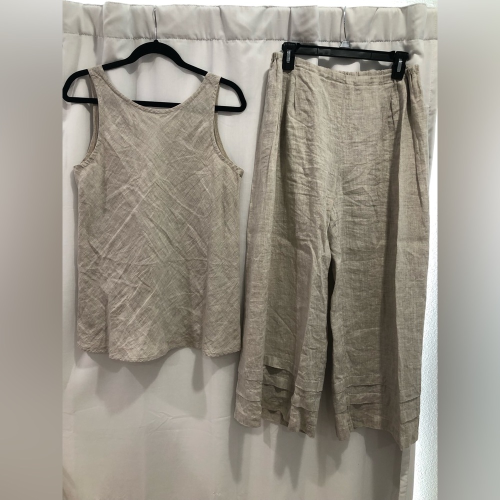 Go Lightly Natural Linen Tank and Pant Set